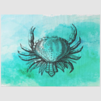 Papier Mousseline Illustration du crabe vintage (animal marin) Water