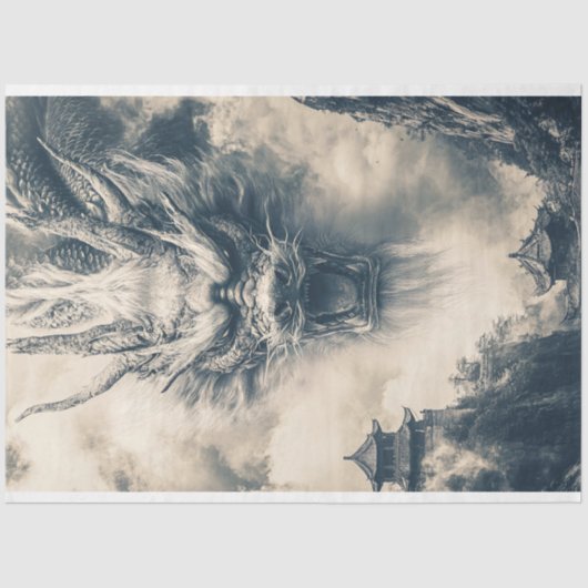 Papier Mousseline Illustration du dragon chinois épopé Découpage (Recto)