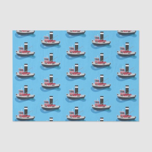 Papier Mousseline Illustration d'un bateau à chalutier mignon (Recto)