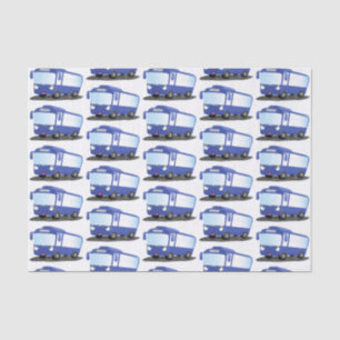 Papier Mousseline Illustration d'un bus moderne bleu mignon