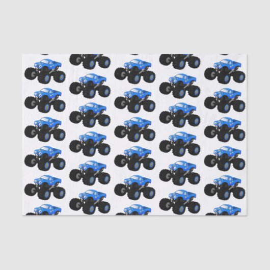 Papier Mousseline Illustration d'un camion monstre bleu mou (Recto)