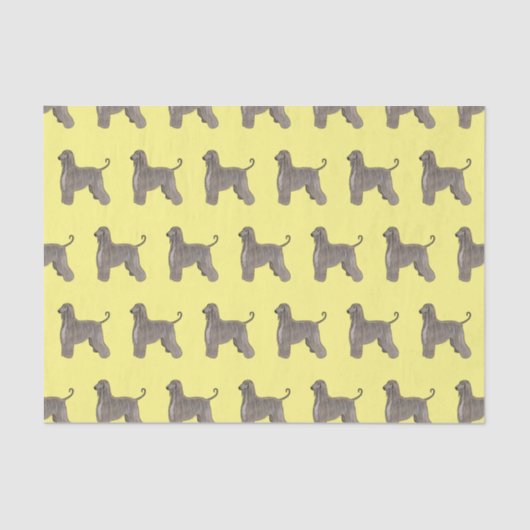 Papier Mousseline Illustration d'un chien hound afghan (Recto)