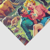 Papier Mousseline Illustration d'un couple de pays rétro (Détail)