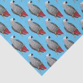 Papier Mousseline Illustration d'un perroquet gris en Afrique (Détail)