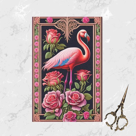 Papier Mousseline Illustration d'un Rose de Flamant rose rose