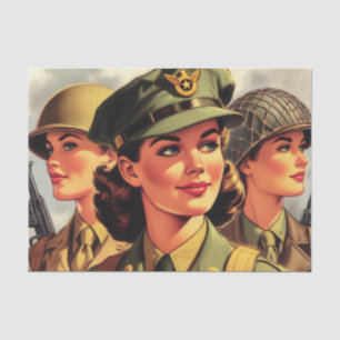Papier Mousseline Illustration d'une femme soldat vintage