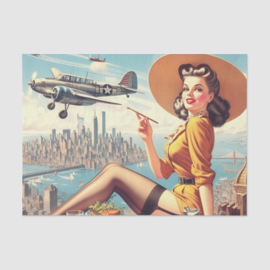 Papier Mousseline Illustration d'une prise d'avion rétro (Recto)