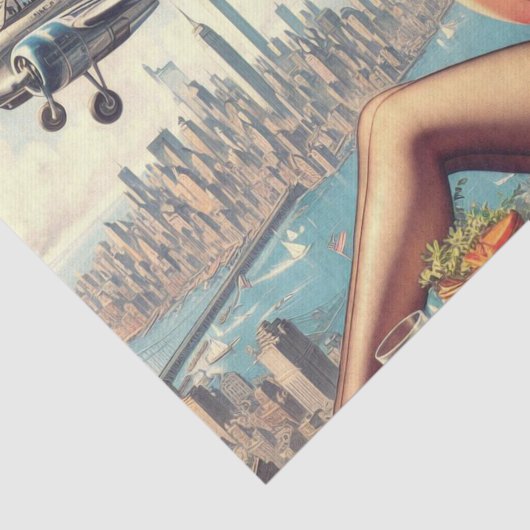 Papier Mousseline Illustration d'une prise d'avion rétro (Détail)