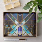 Papier Mousseline Illustration en verre coloré bleu-croisé (Cadeau)