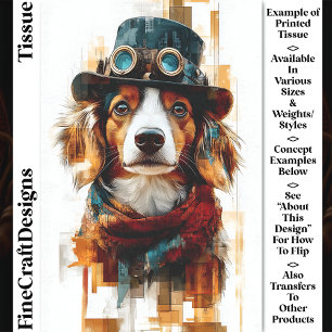 Papier Mousseline Illustration fantaisiste de chien Steampunk DB2 Dé