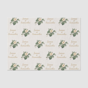 Papier Mousseline Illustration florale blanche simple   Cadeau Maria