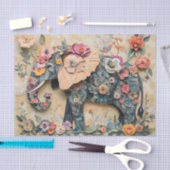 Papier Mousseline Illustration florale des éléphants (Artisanat)