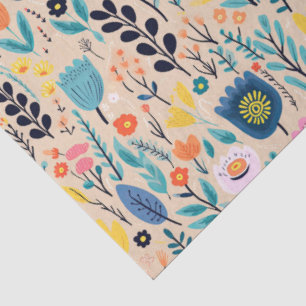 Papier Mousseline Illustration florale moderne d'art populaire simpl