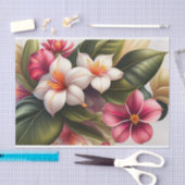 Papier Mousseline Illustration florale rouge tropical (Artisanat)