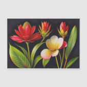 Papier Mousseline Illustration florale Tropicale Rouge Jaune (Recto)