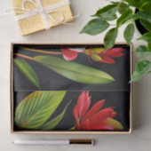 Papier Mousseline Illustration florale Tropicale Rouge Jaune (Cadeau)