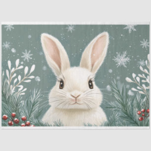Papier Mousseline Illustration hivernale du lapin arctique rustique