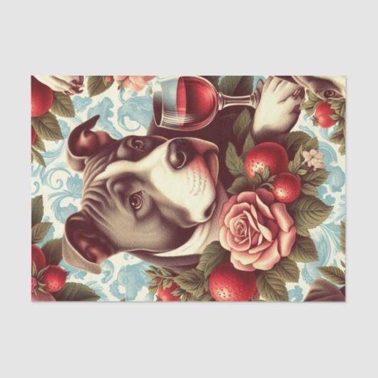Papier Mousseline Illustration Retro American Pit Bull Terrier (Recto)