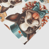 Papier Mousseline Illustration Retro Cute Boston Terrier (Détail)