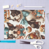 Papier Mousseline Illustration Retro Cute Boston Terrier (Artisanat)