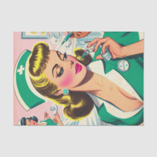 Papier Mousseline Illustration Retro Nurse Girl