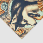 Papier Mousseline Illustration Retro Siberian Husky (Détail)