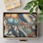 Papier Mousseline Illustration Retro Siberian Husky (Cadeau)