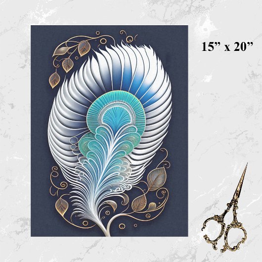 Papier Mousseline Illustration Turquoise Abstraite