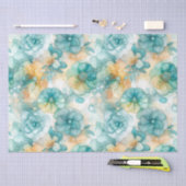 Papier Mousseline Illustration turquoise de l'encre d'alcool jaune (Artisanat)