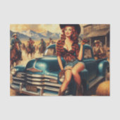 Papier Mousseline Illustration vintage Country Girl (Recto)