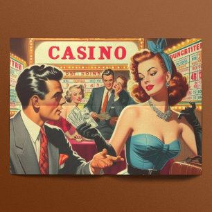 Papier Mousseline Illustration vintage Couple Casino