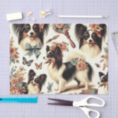 Papier Mousseline Illustration Vintage de chien Papillon (Artisanat)