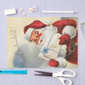 Papier Mousseline Illustration vintage du Père Noël (Artisanat)