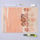 Papier Mousseline Illustration vintage Enfants sur la plage (Artisanat)