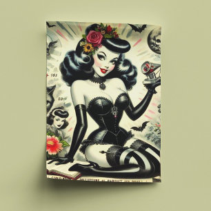 Papier Mousseline Illustration vintage Goth Girl