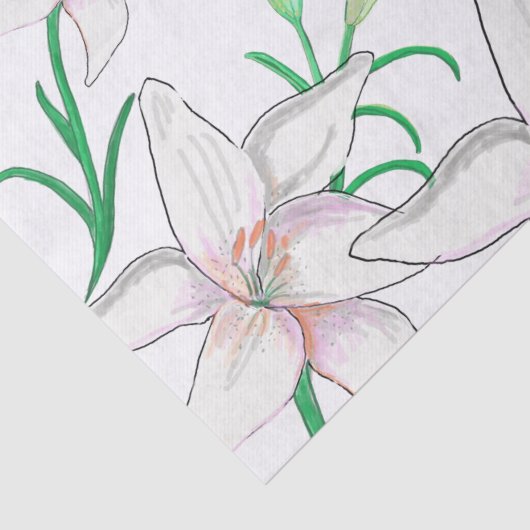Papier Mousseline Illustration White Lily (Détail)