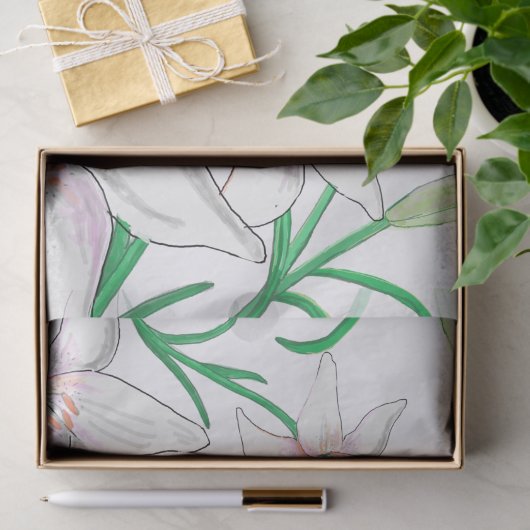 Papier Mousseline Illustration White Lily (Cadeau)