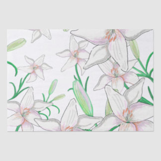 Papier Mousseline Illustration White Lily