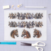 Papier Mousseline Illustrations de chevaux incluant deux longues ran (Artisanat)