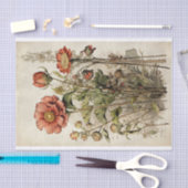 Papier Mousseline Illustrations de fleurs botaniques sur le parchemi (Artisanat)