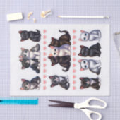 Papier Mousseline Illustrations de Kitten noir, blanc et gris (Artisanat)