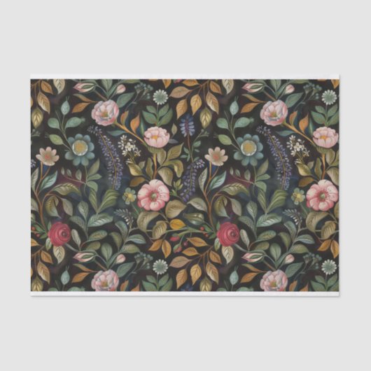 Papier Mousseline Illustrations florales botaniques sur Arrière - pl (Recto)