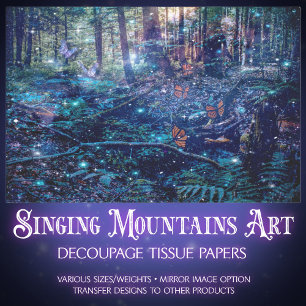 Papier Mousseline Imaginaire Arbres Papillon Bois Découpage