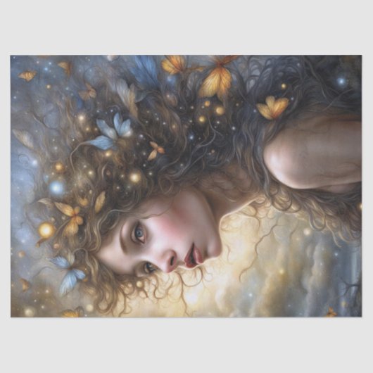 Papier Mousseline Imaginaire belle papillon fée découpage (Recto)