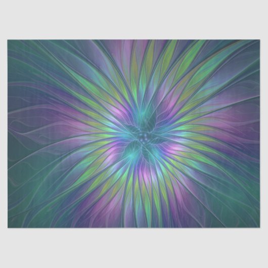 Papier Mousseline Imaginaire brillant coloré Fleur Abstrait Fractal  (Recto)