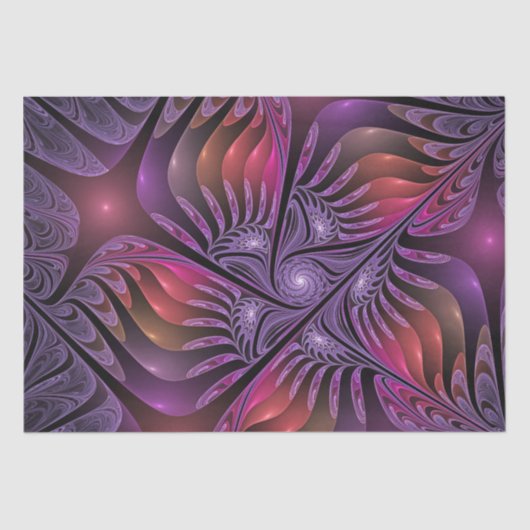 Papier Mousseline Imaginaire coloré Abstrait Trippy Violet Fractal (Recto)