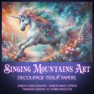 Papier Mousseline Imaginaire coloré Art Unicorn Magie Découpage