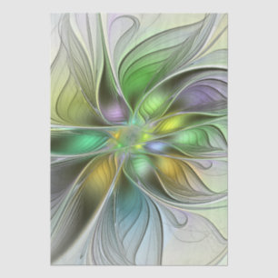 Papier Mousseline Imaginaire coloré Fleur moderne Abstrait Fractal