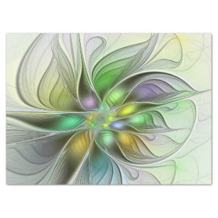 Papier Mousseline Imaginaire coloré Fleur moderne Abstrait Fractal