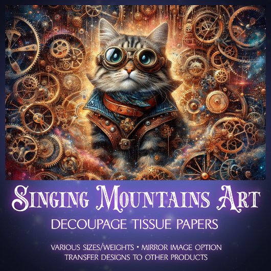 Papier Mousseline Imaginaire cosmique Découpage de chat vapeur